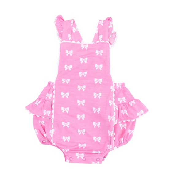 Angel Dear Other - NWT Angel Dear Pink Bow Print Baby Romper